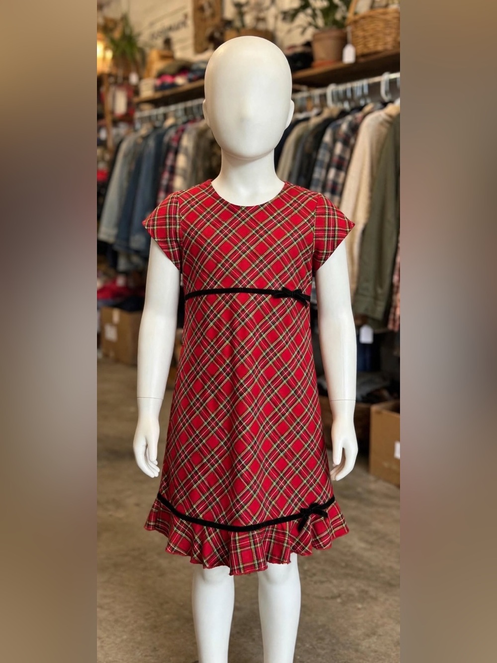 The Children's Place Red Tartan Plaid Holiday Dress Girls 10 Christmas Party Vel